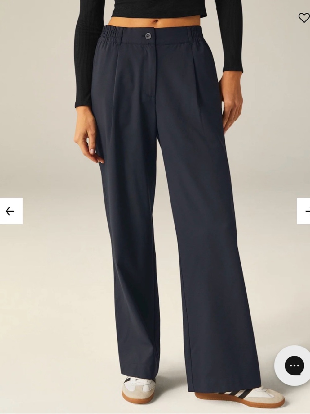 Beyond Yoga Status Wide-Leg Trouser Navy Short Length S - Picture 2 of 4